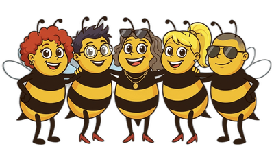 Biz Bee and her community of bee friends