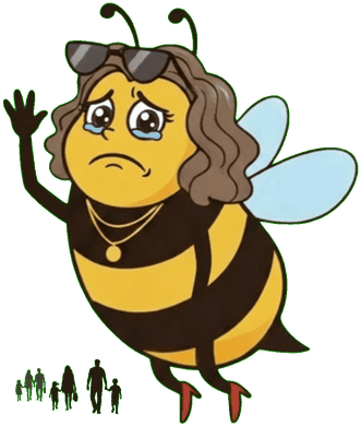 Lonely bee waving as people walk away