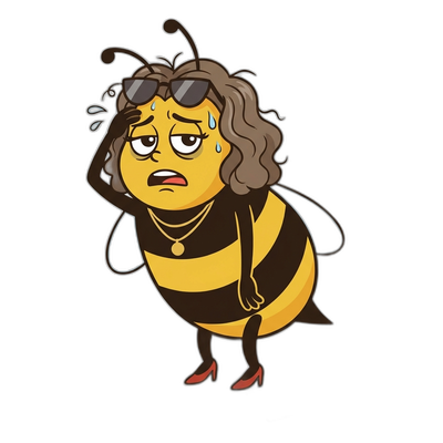 Overwhelmed bee surrounded by papers